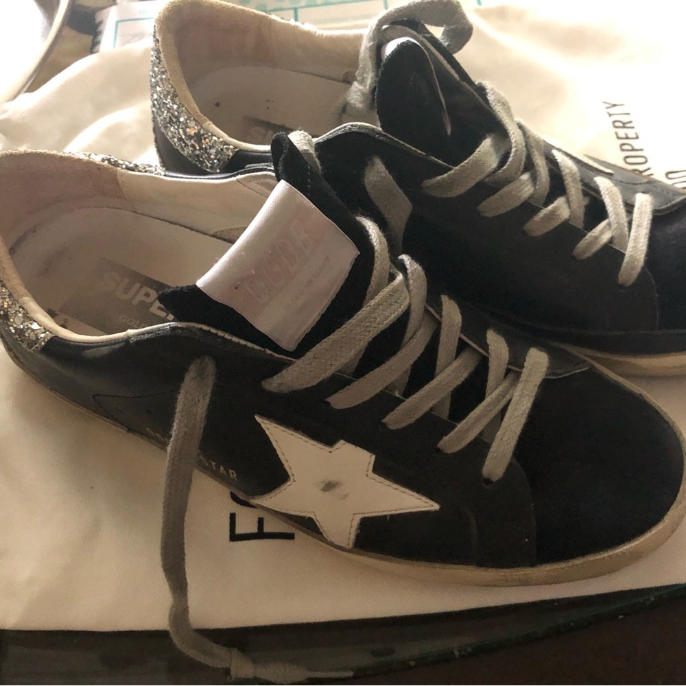 Golden Goose Superstar, black suede, and leather, size 37. Only worn 3 times.